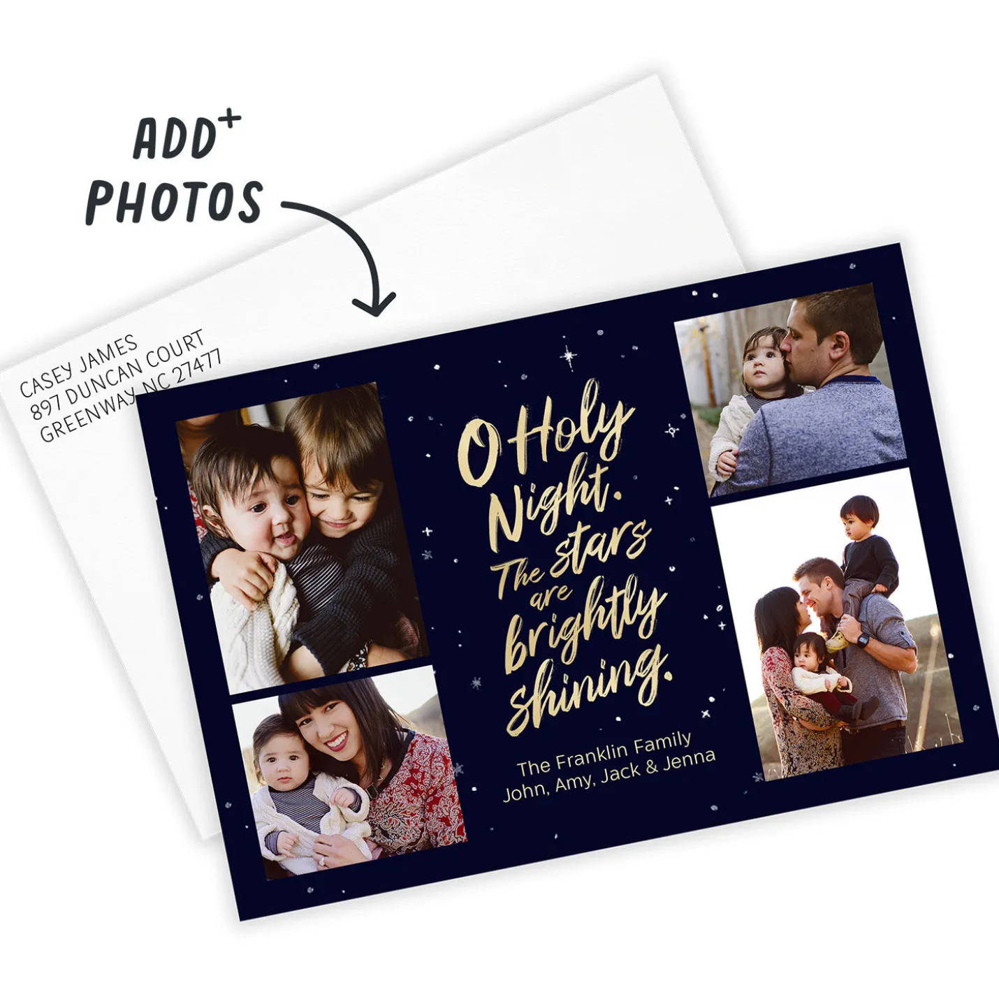 Starry O Holy Night Flat Christmas Photo Card