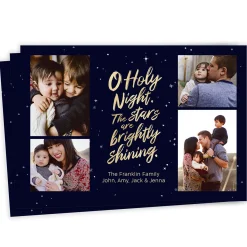 Starry O Holy Night Flat Christmas Photo Card