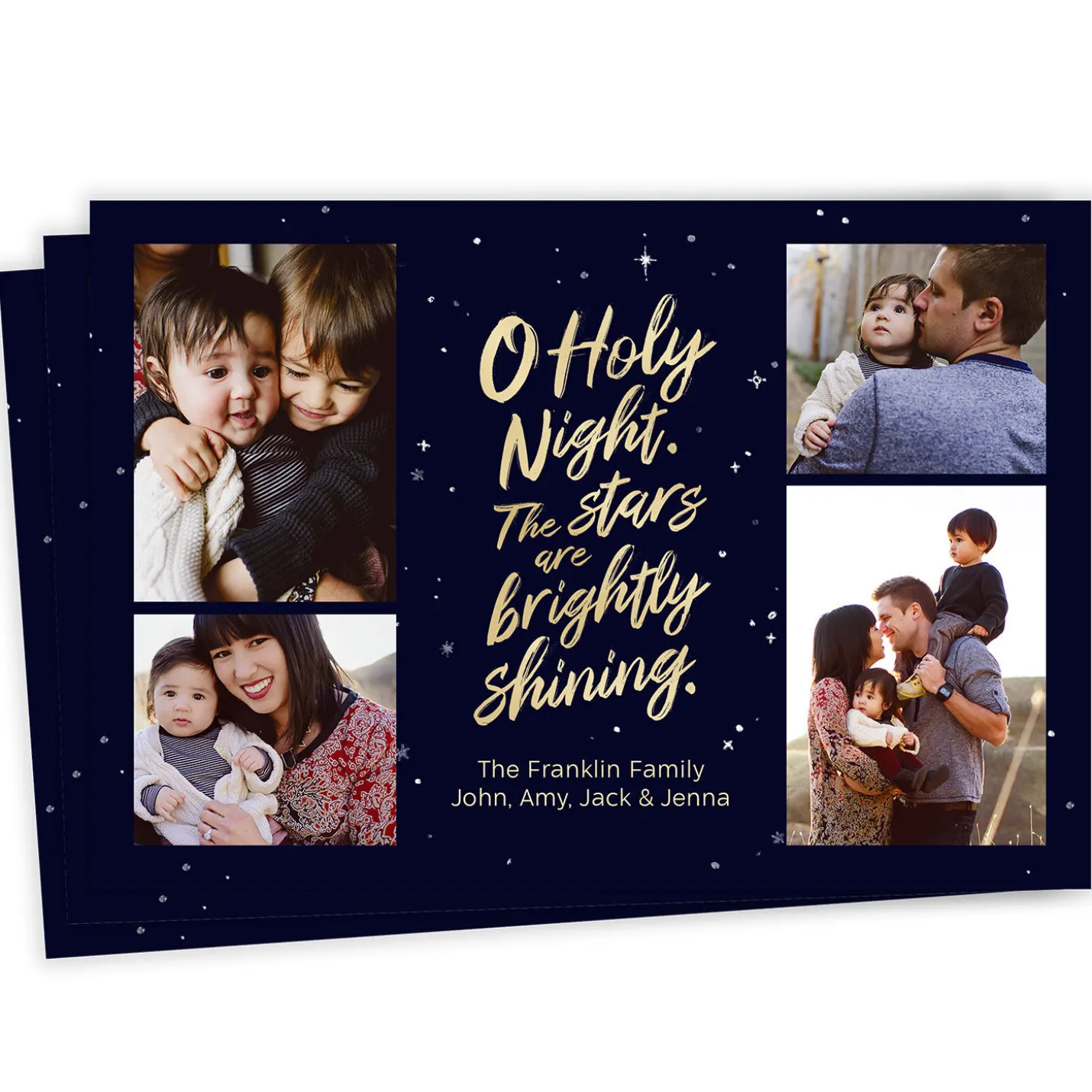 Starry O Holy Night Flat Christmas Photo Card
