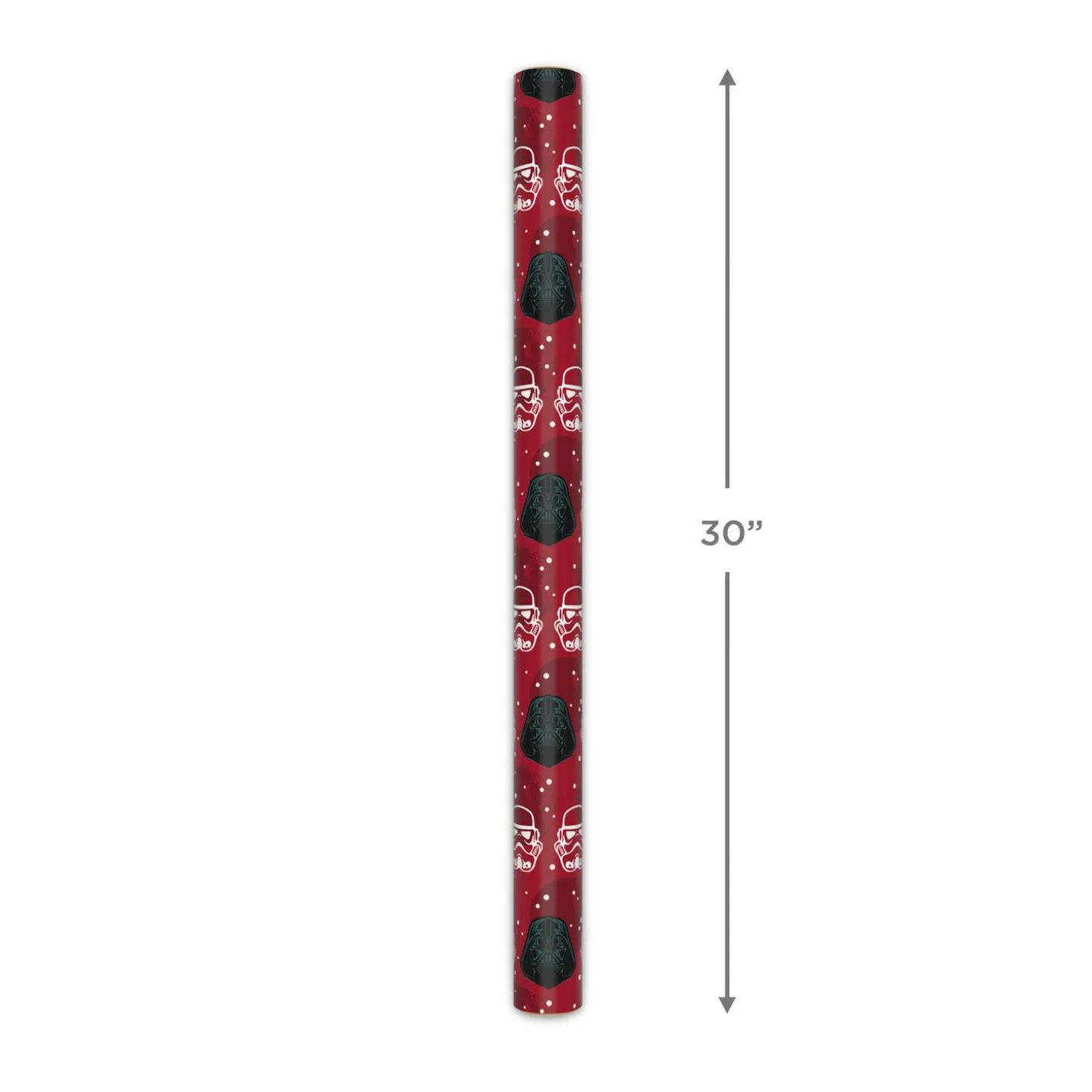 Star Wars™ Darth Vader™ and Stormtrooper™ Helmets on Red Holiday Wrapping Paper Roll, 25 sq. ft.