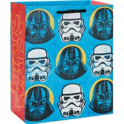 9.6" Star Wars™ Darth Vader™ and Stormtrooper™ Helmets on Blue Medium Gift Bag