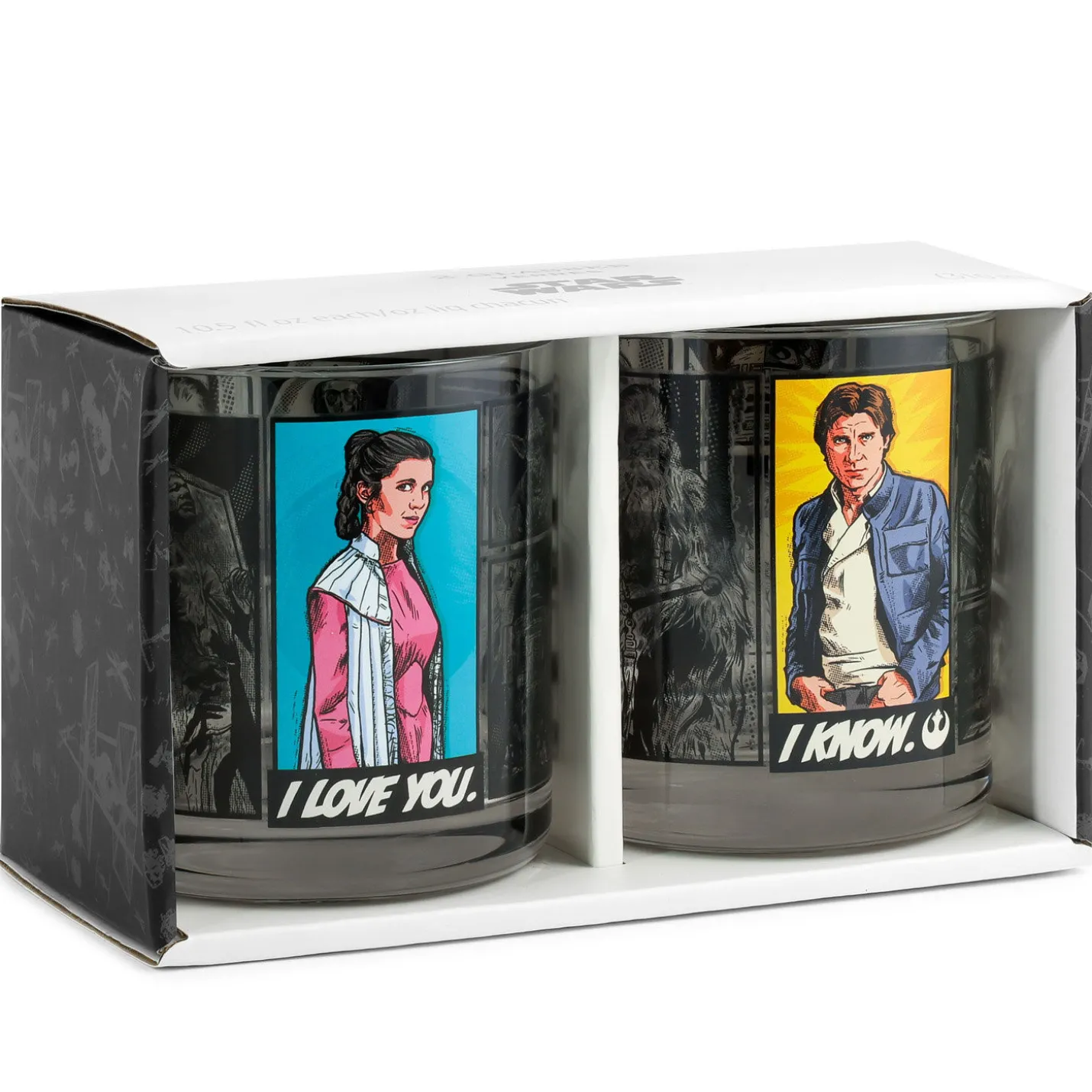 Star Wars™ Han Solo™ and Princess Leia™ Drinking Glasses, Set of 2