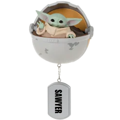 Star Wars: The Mandalorian™ Grogu™ in Hovering Pram Personalized Ornament, Custom Text