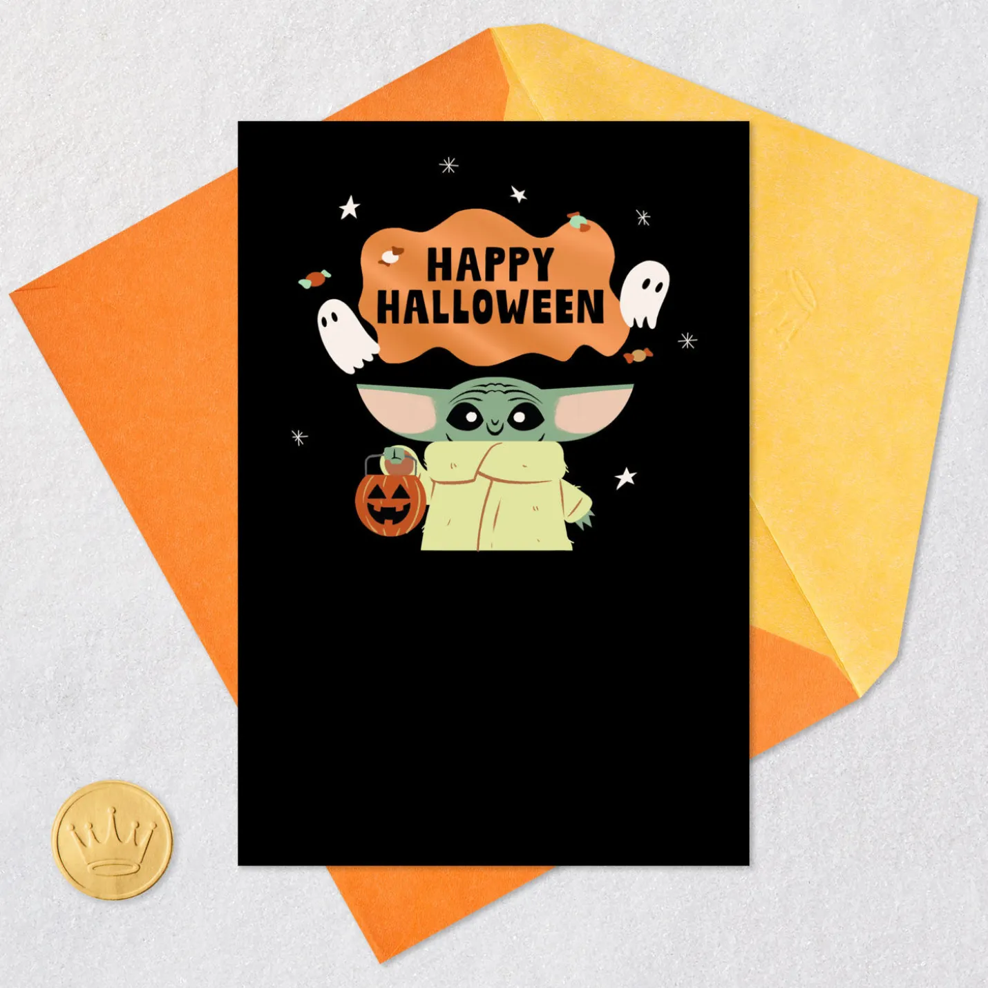 Star Wars: The Mandalorian™ Grogu™ and Ghosts Halloween Card