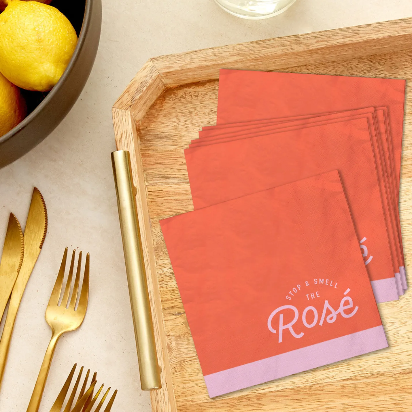 Stop and Smell the Rosé Cocktail Napkins, Pack of 20