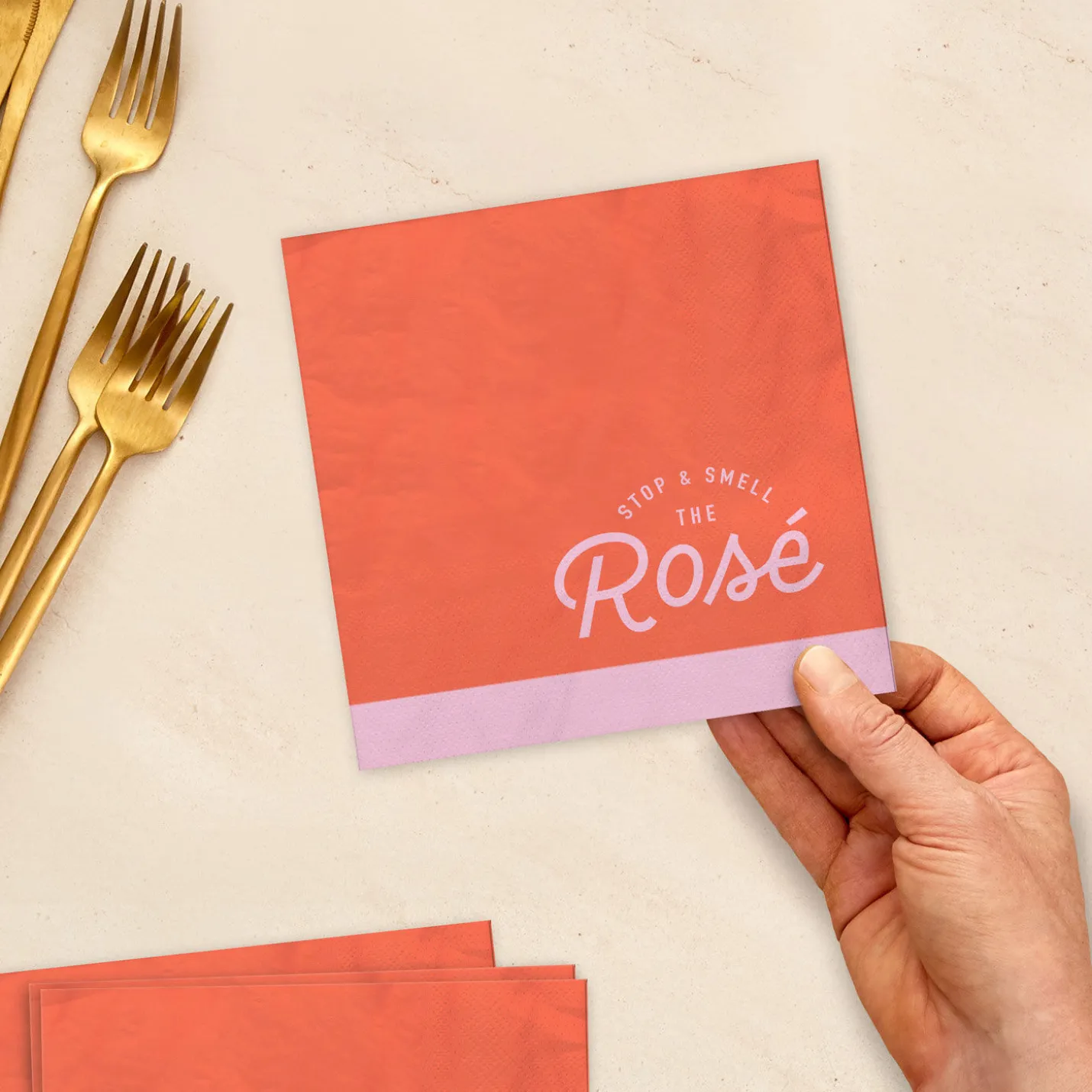 Stop and Smell the Rosé Cocktail Napkins, Pack of 20