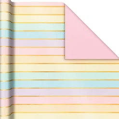 Stripes and Solids 3-Pack Reversible Wrapping Paper, 75 sq. ft. total