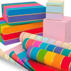 Stripes and Solids 3-Pack Reversible Wrapping Paper, 75 sq. ft. total