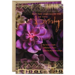 Succulents May the Lord Bless You Religious Birthday Card