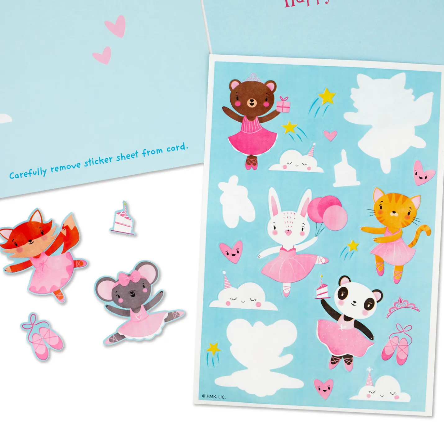 Sweet Six Ballerina Animals 6th Birthday Card With Stickers