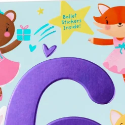 Sweet Six Ballerina Animals 6th Birthday Card With Stickers