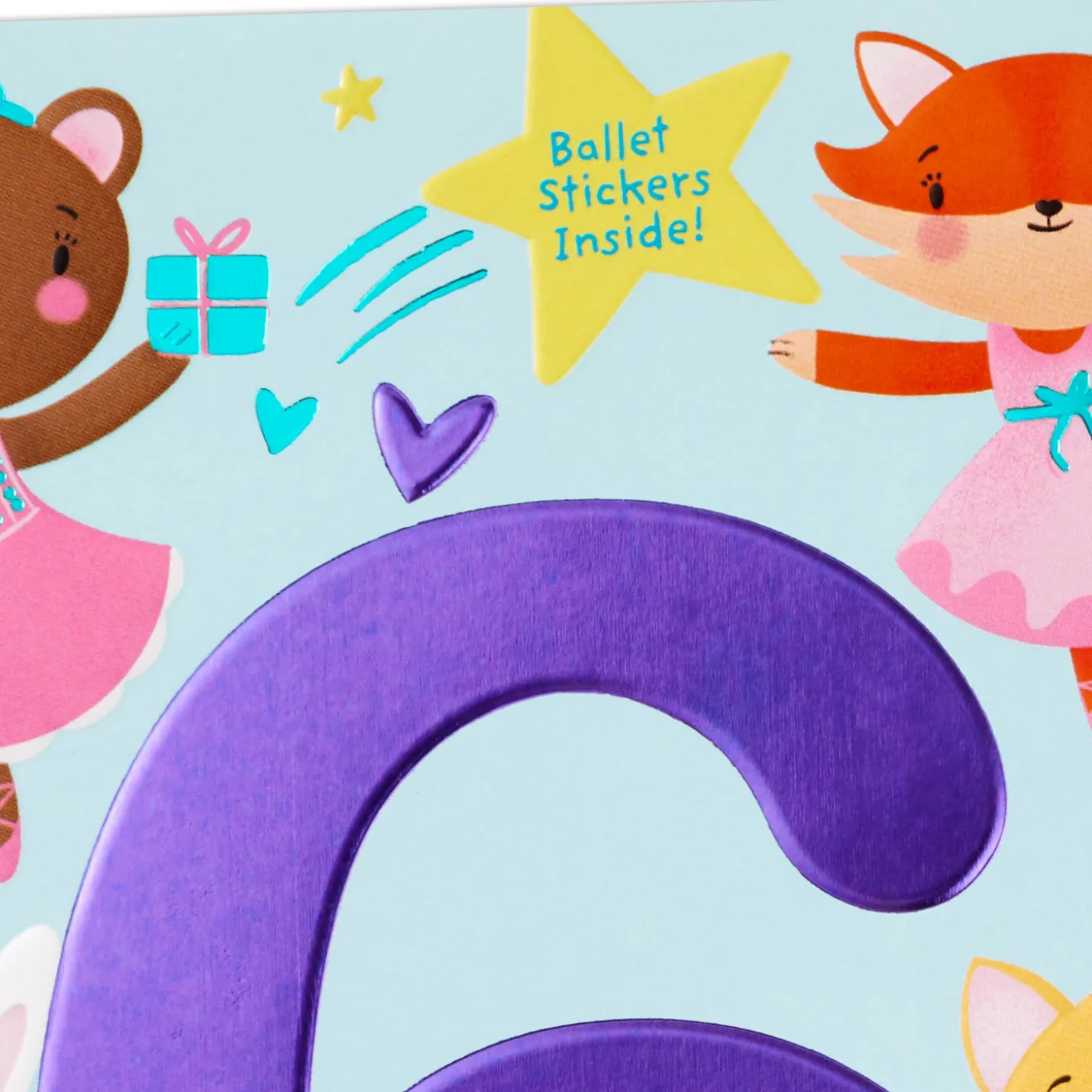 Sweet Six Ballerina Animals 6th Birthday Card With Stickers