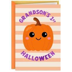 Sweetest Little Pumpkin First Halloween Card for Grandson