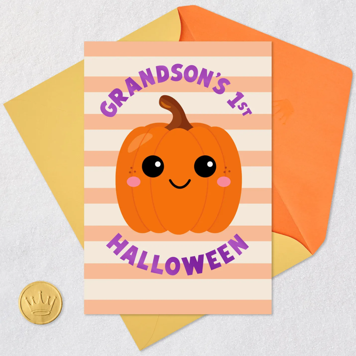 Sweetest Little Pumpkin First Halloween Card for Grandson