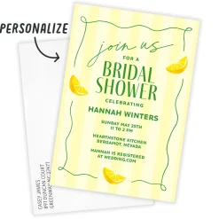 Sweet Lemon Stripes Flat Bridal Shower Invitation