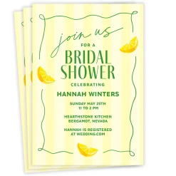 Sweet Lemon Stripes Flat Bridal Shower Invitation