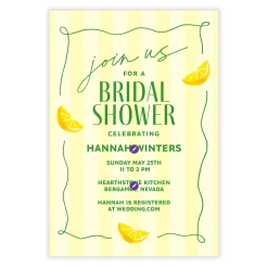 Sweet Lemon Stripes Flat Bridal Shower Invitation