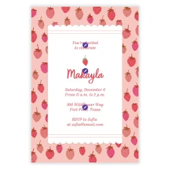 Sweet Strawberries Flat Birthday Invitation