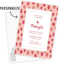 Sweet Strawberries Flat Birthday Invitation
