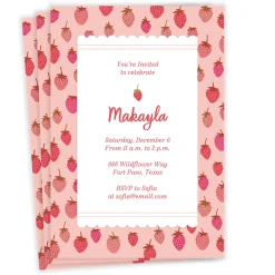 Sweet Strawberries Flat Birthday Invitation