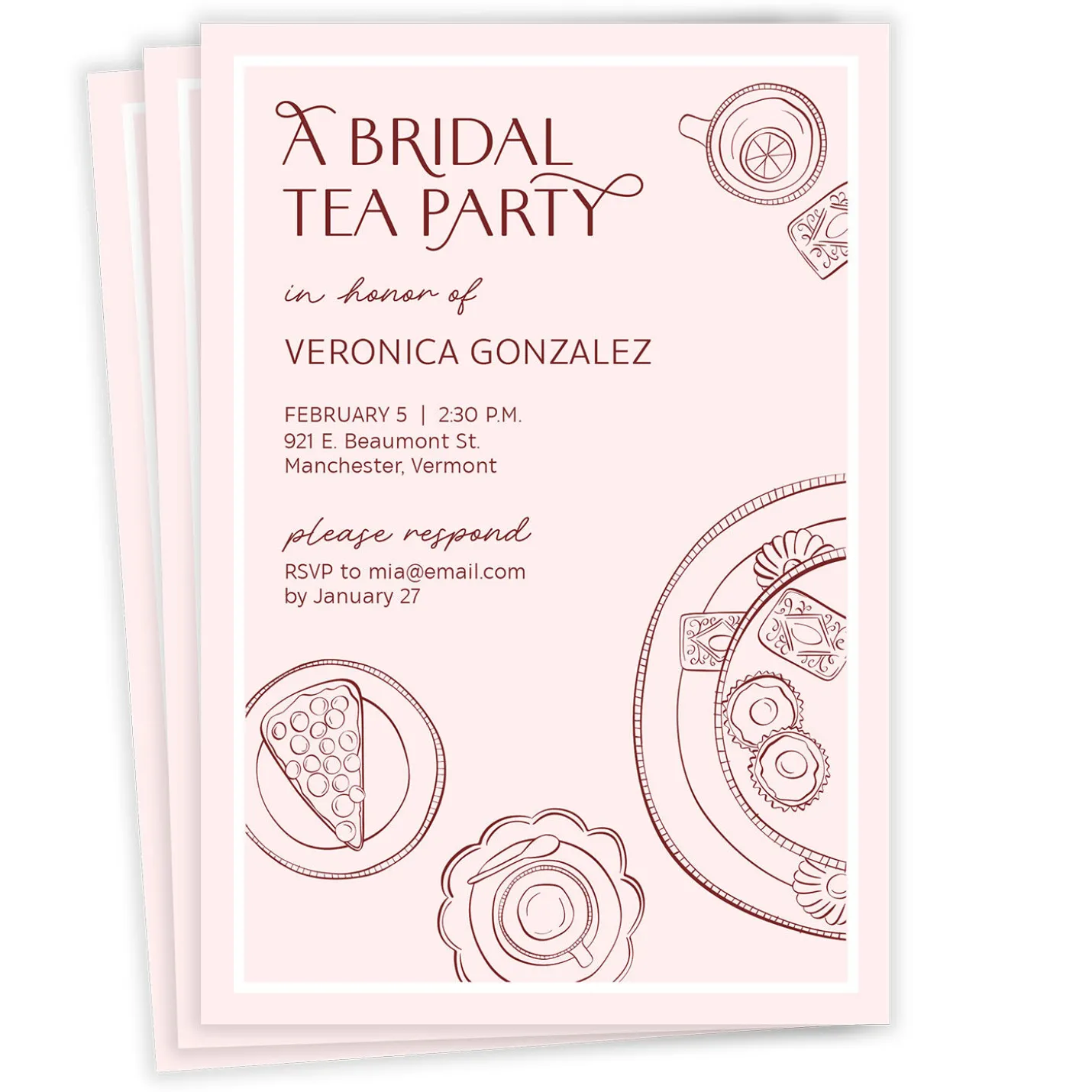Sweet Tea Party Flat Bridal Shower Invitation
