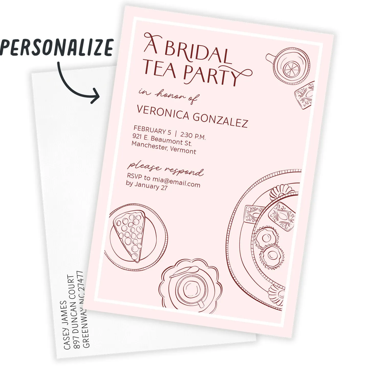 Sweet Tea Party Flat Bridal Shower Invitation