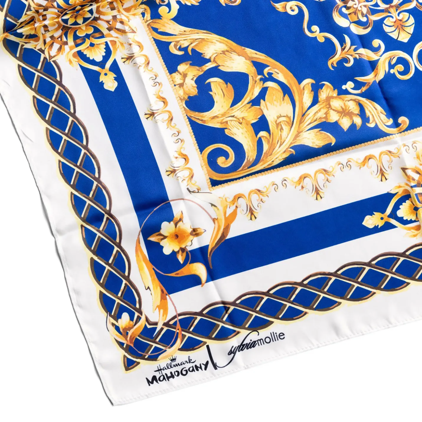 Sylvia Mollie Be Bold Blue and Gold Fashion Scarf
