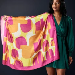 Sylvia Mollie Orange and Pink Color Block Scarf