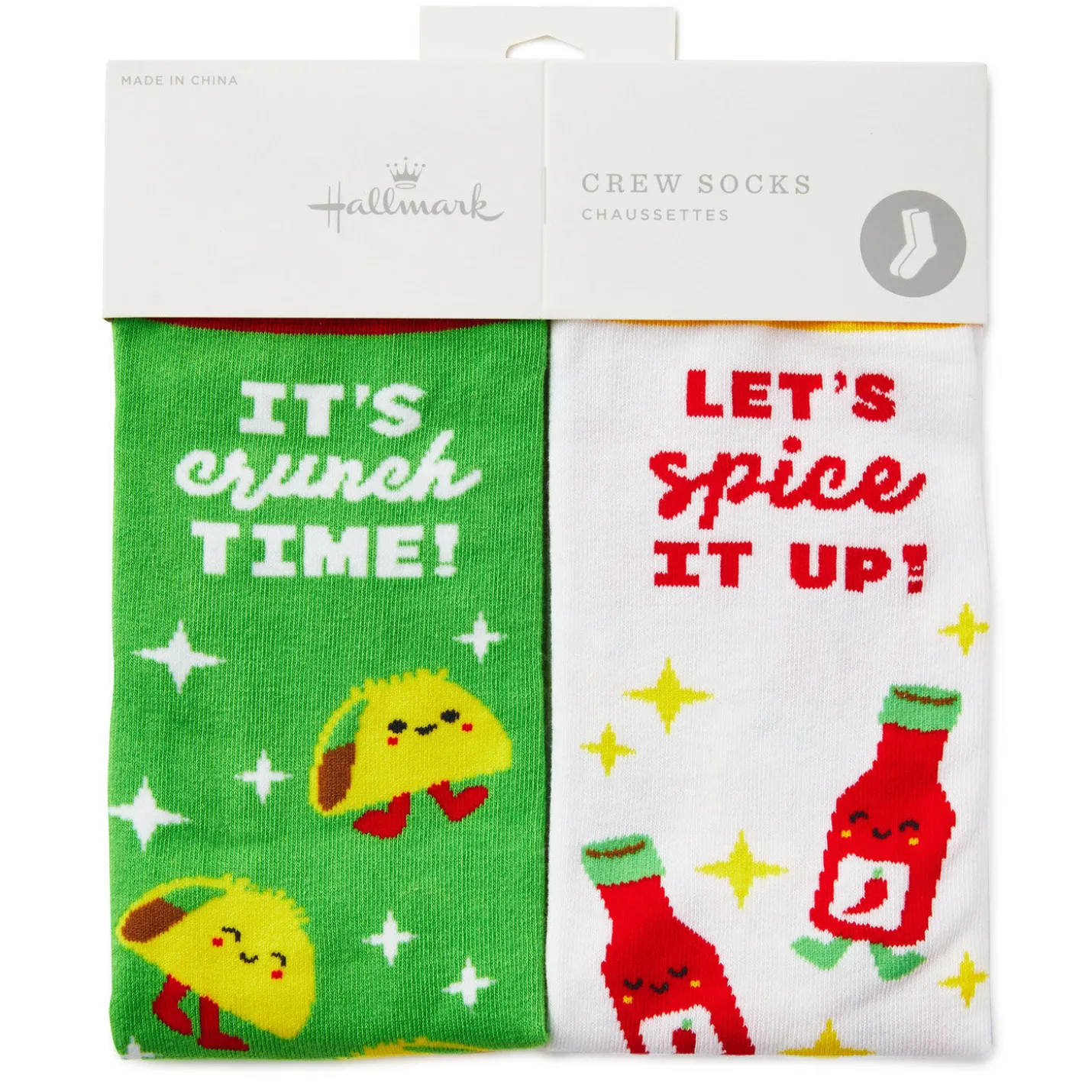 Tacos and Hot Sauce Better Together Funny Crew Socks