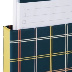 Tailored Plaid Memo Pads in Desk Caddy, Set of 2
