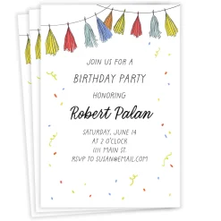 Tassels Party Garland Flat Birthday Invitation