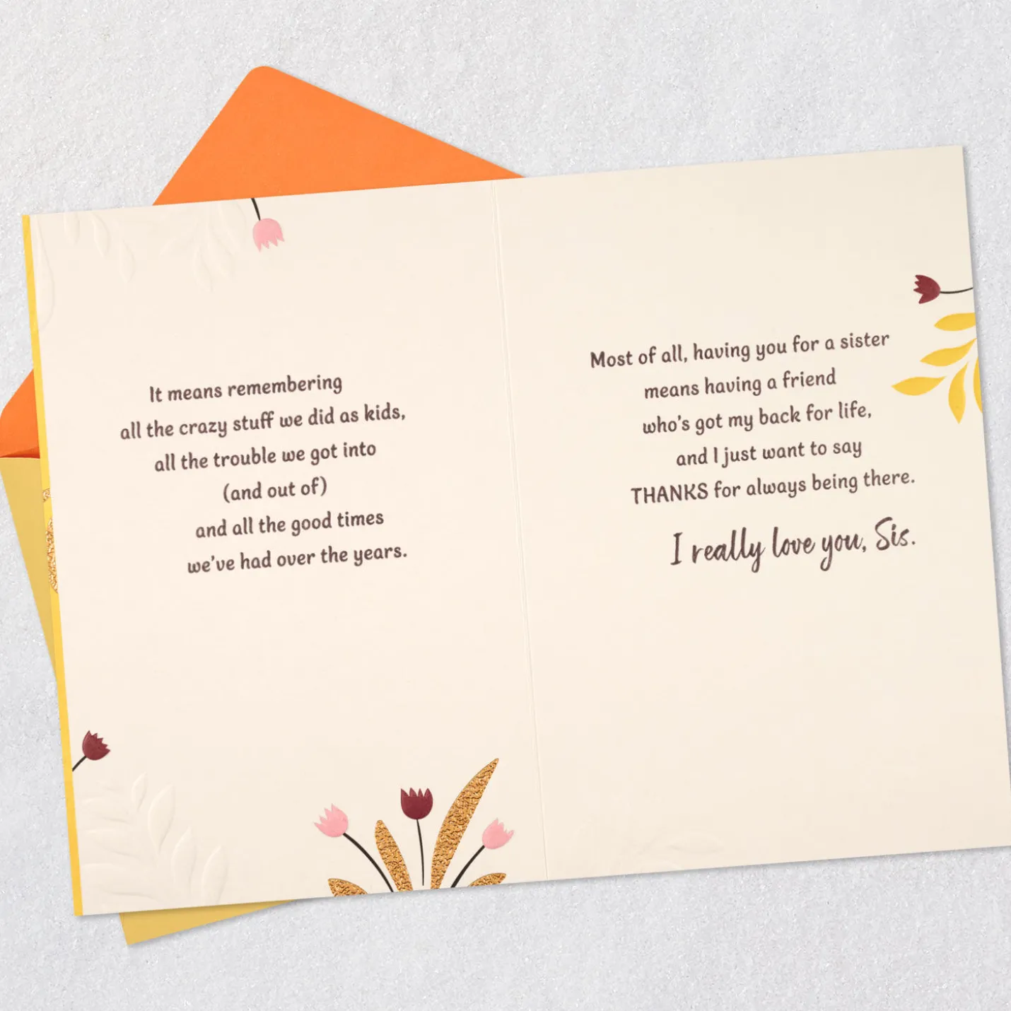 Thanks for Always Being There Card for Sister