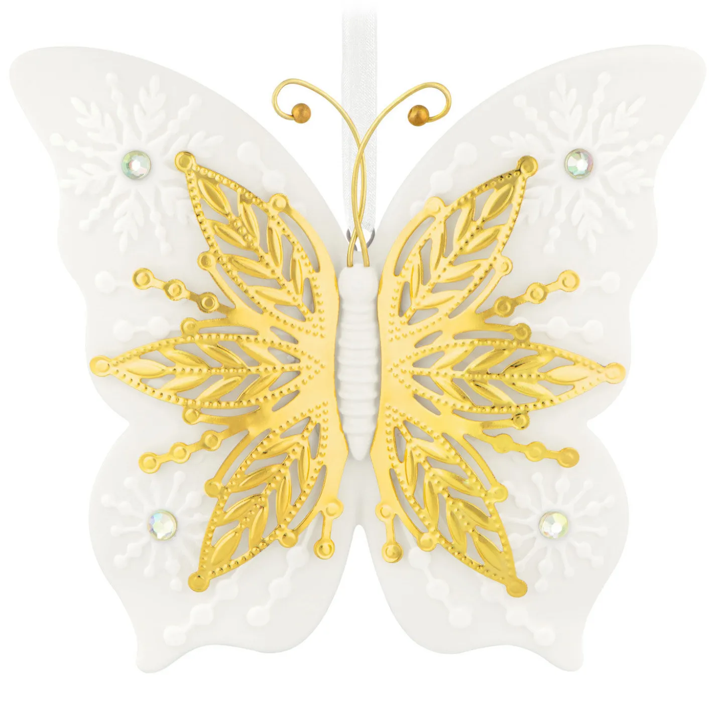 10th Anniversary Brilliant Butterflies Porcelain and Metal Ornament