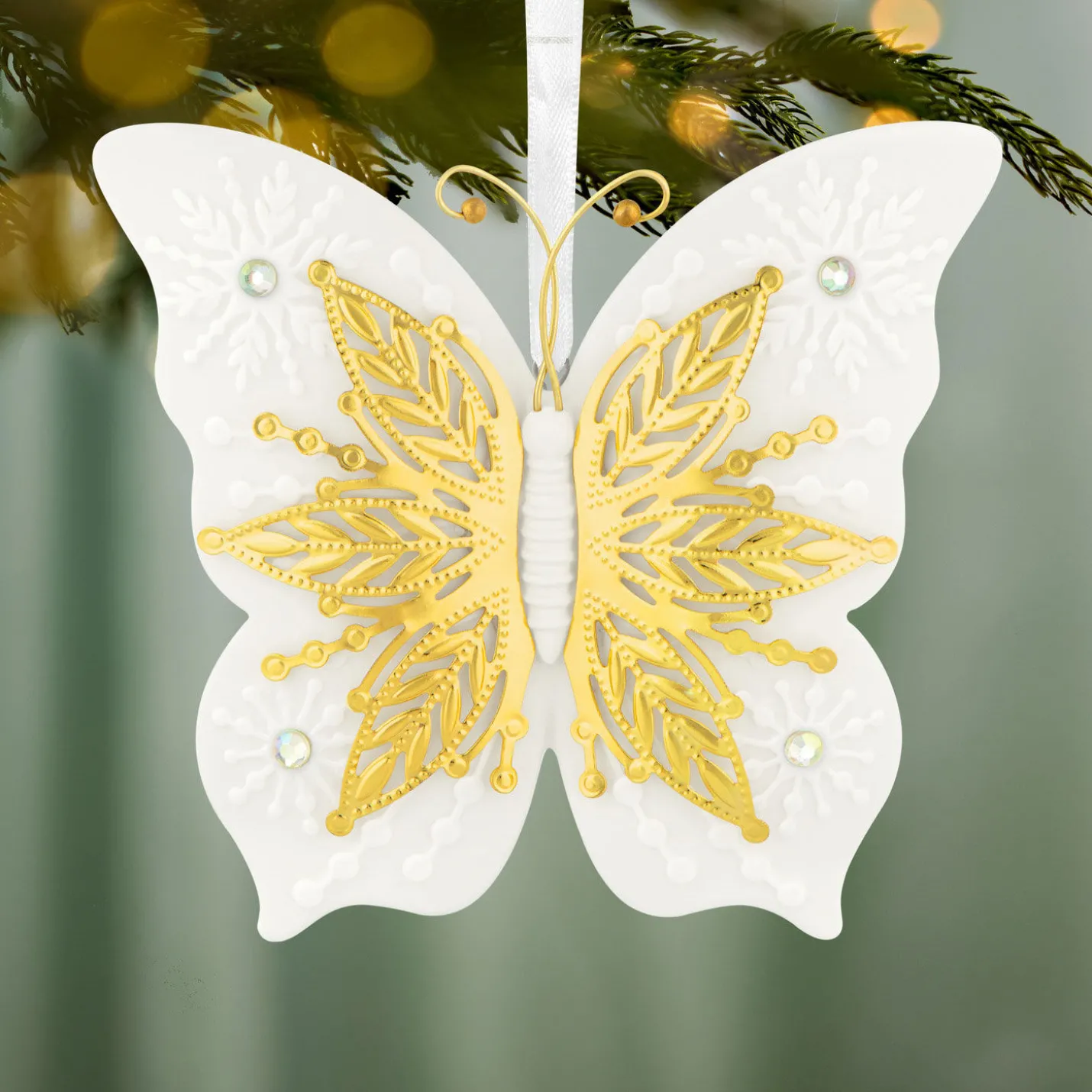 10th Anniversary Brilliant Butterflies Porcelain and Metal Ornament