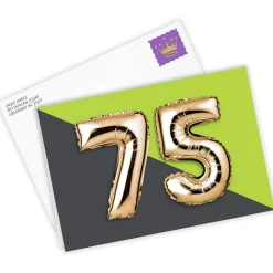 75th Balloons Custom Birthday Card