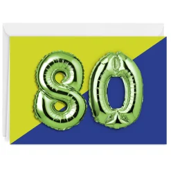 80th Balloons Custom Birthday Card