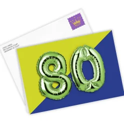 80th Balloons Custom Birthday Card