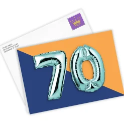 70th Balloons Custom Birthday Card