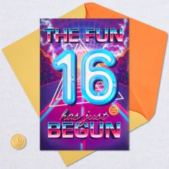 The Fun Has Begun Musical Light-Up 16th Birthday Card