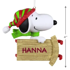 The Peanuts® Gang Sledding With Snoopy Personalized Ornament, Custom Text