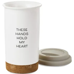 These Hands Hold My Heart Ceramic Travel Mug, 12.5 oz.