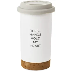 These Hands Hold My Heart Ceramic Travel Mug, 12.5 oz.