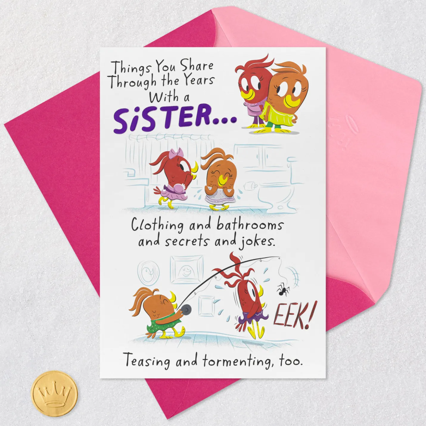 Things We Share Funny Pop-Up Birthday Card for Sister