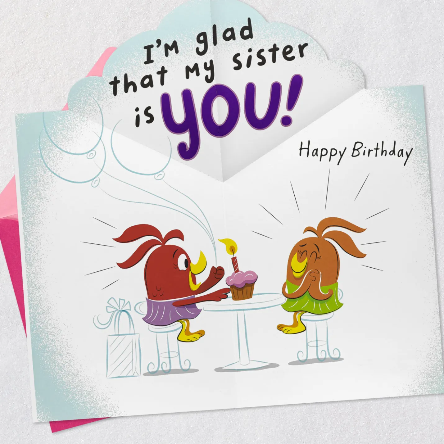 Things We Share Funny Pop-Up Birthday Card for Sister