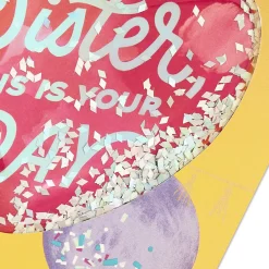 This Is Your Day Heart Balloon Confetti Shaker Birthday Card for Sister