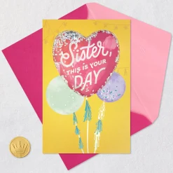 This Is Your Day Heart Balloon Confetti Shaker Birthday Card for Sister