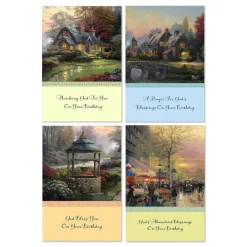 Thomas Kinkade God's Blessings Assorted Religious Birthday Cards, Box of 12