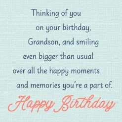 Thoughts of You Bring a Smile Birthday Card for Grandson