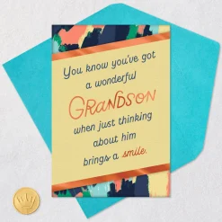 Thoughts of You Bring a Smile Birthday Card for Grandson
