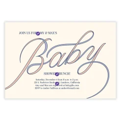 Timeless Script Flat Baby Shower Invitation